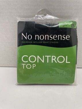 No nonsense Control Top Premium Nylon Pantyhose. Size B, Black, NIP